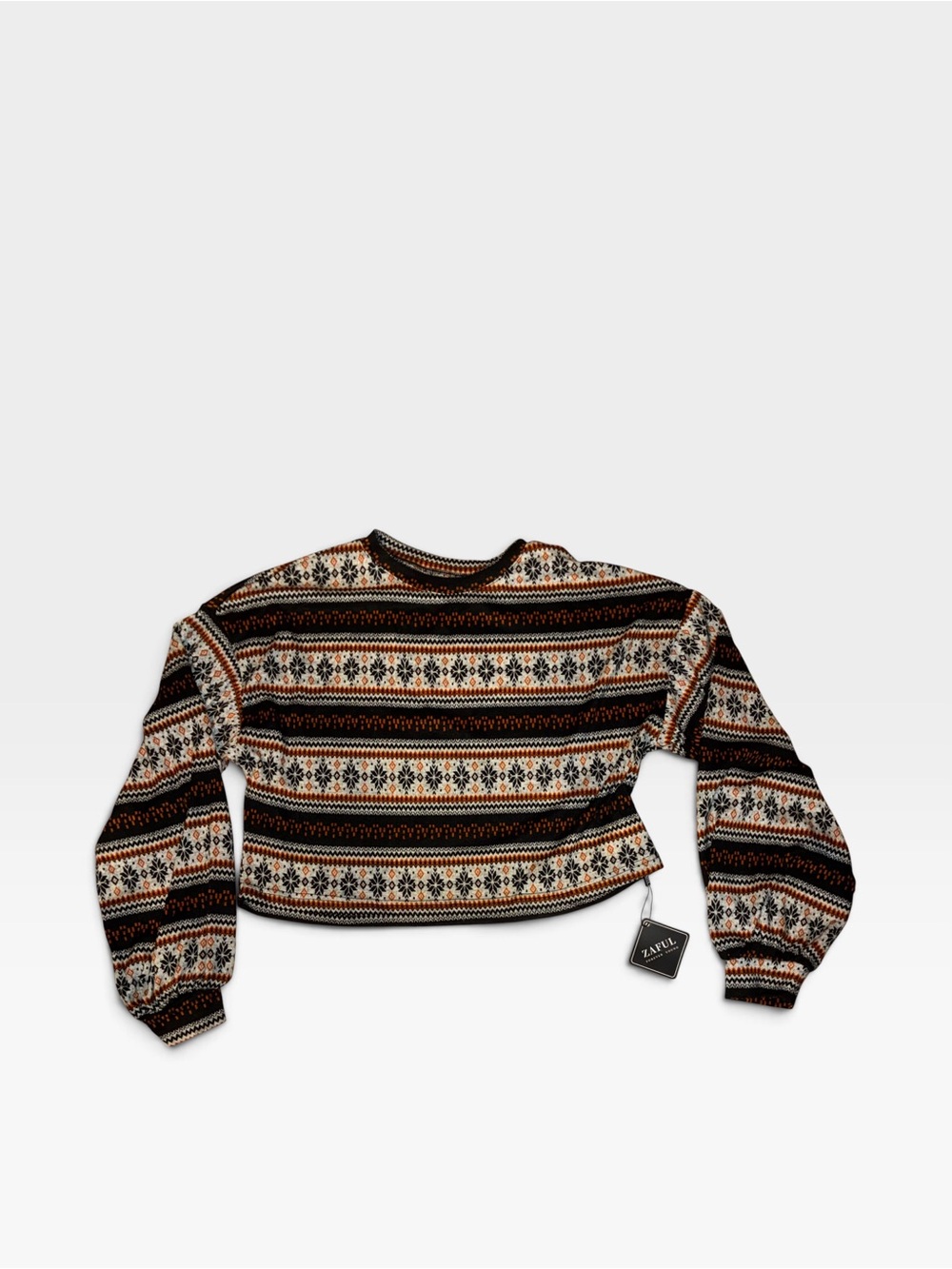 ZAFUL Tribal Ethnic Graphic Cropped Knitwear Sweater